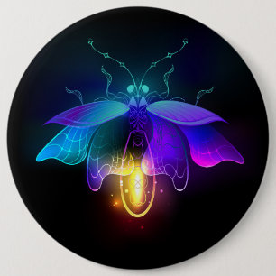 Neon Firefly on black 6 Cm Round Badge