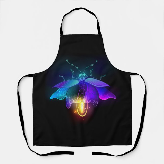 Neon Firefly on black Apron (Front)