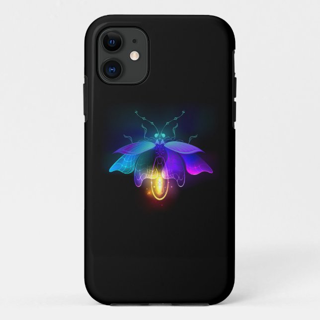 Neon Firefly on black Case-Mate iPhone Case (Back)