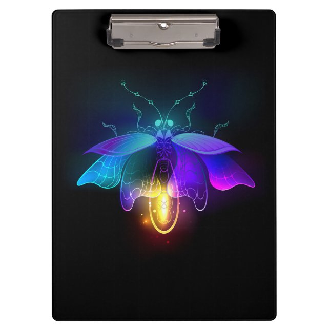 Neon Firefly on black Clipboard (Front)
