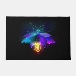 Neon Firefly on black Doormat