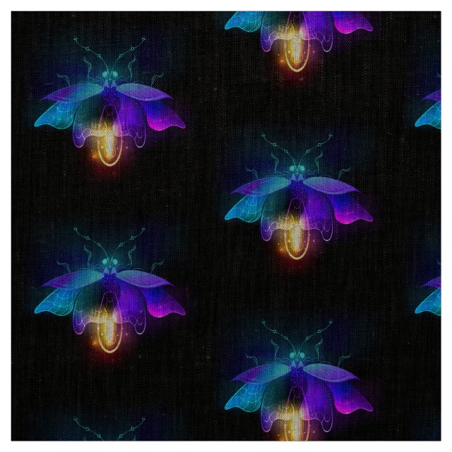 Neon Firefly on black Fabric (Swatch)