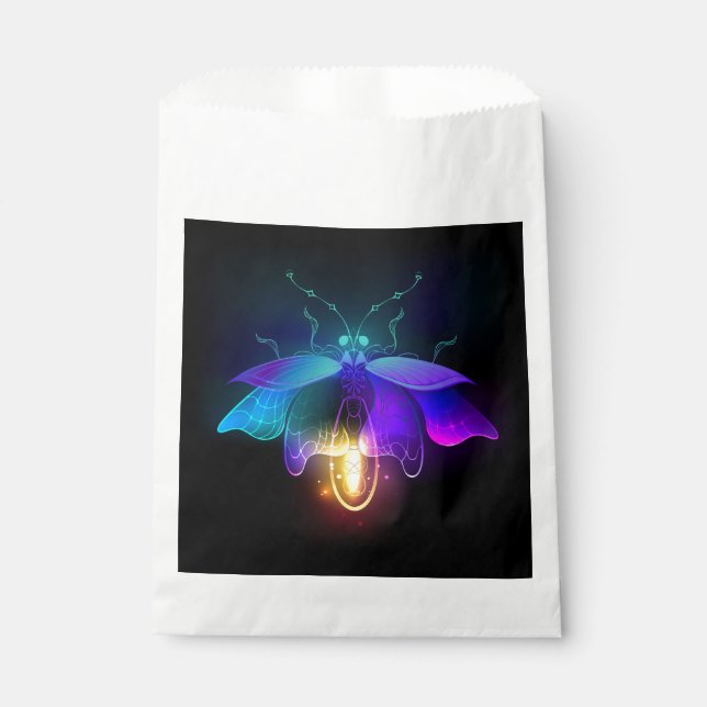 Neon Firefly on black Favour Bags (Front)