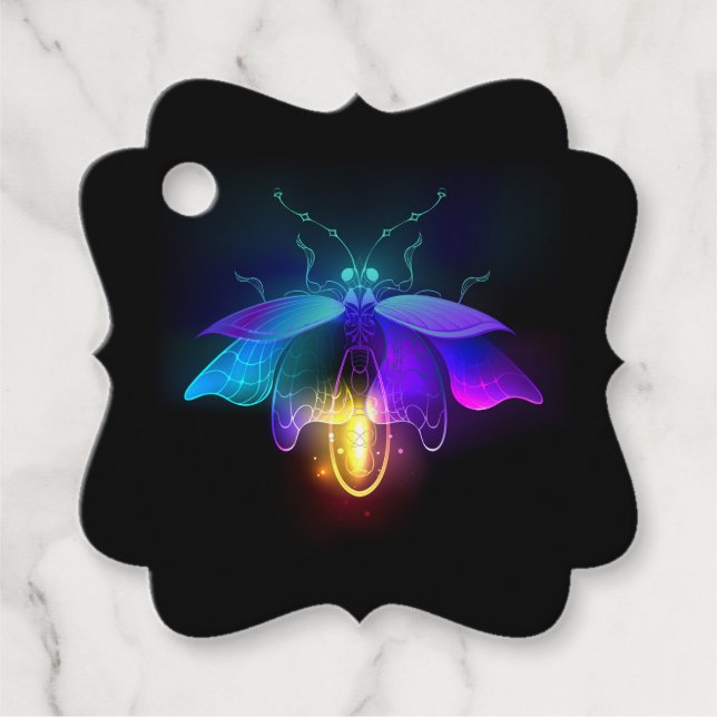 Neon Firefly on black Favour Tags (Front)