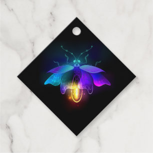 Neon Firefly on black Favour Tags