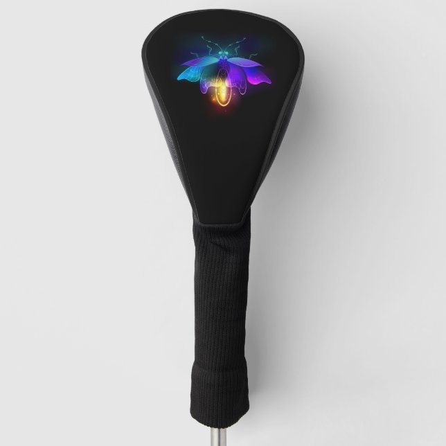 Neon Firefly on black Golf Head Cover (Front)