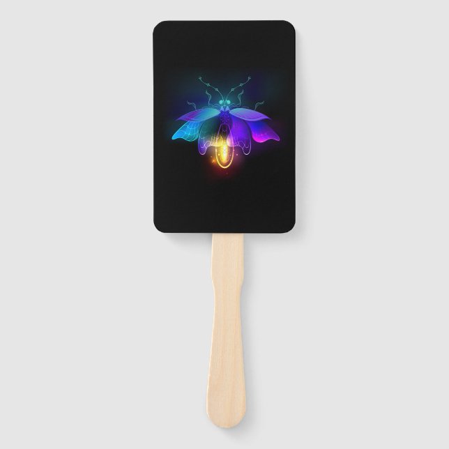 Neon Firefly on black Hand Fan (Front)