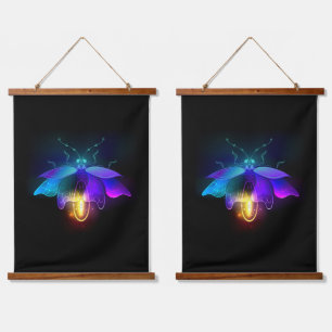 Neon Firefly on black Hanging Tapestry