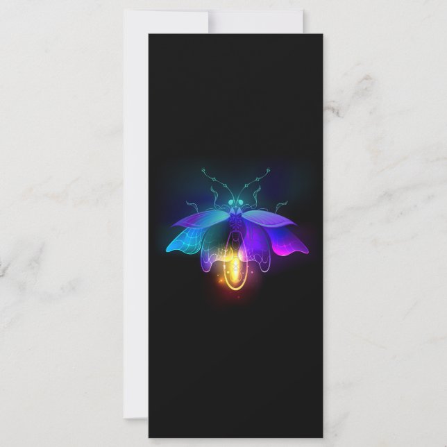 Neon Firefly on black Holiday Card (Front)