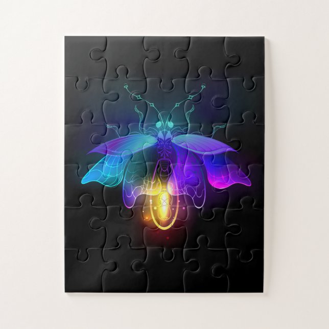 Neon Firefly on black Jigsaw Puzzle (Vertical)
