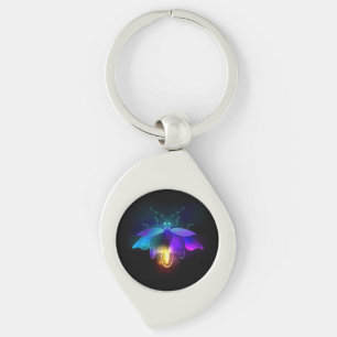 Neon Firefly on black Key Ring