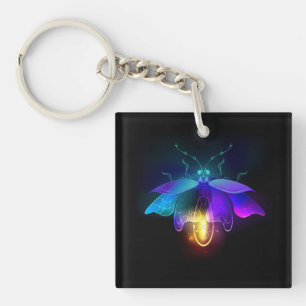 Neon Firefly on black Key Ring