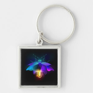 Neon Firefly on black Key Ring