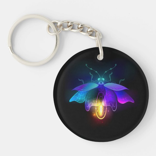 Neon Firefly on black Key Ring (Front)