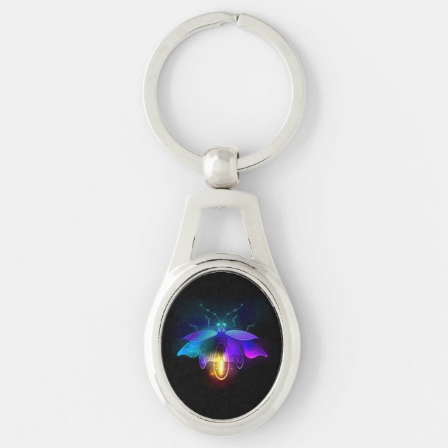 Neon Firefly on black Key Ring (Front)