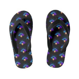 Neon Firefly on black Kid's Jandals