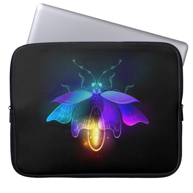 Neon Firefly on black Laptop Sleeve (Front)
