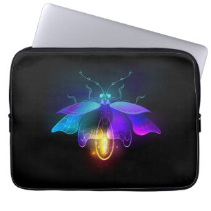 Neon Firefly on black Laptop Sleeve