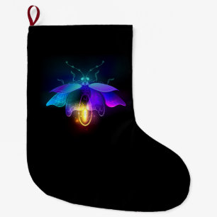 Neon Firefly on black Large Christmas Stocking