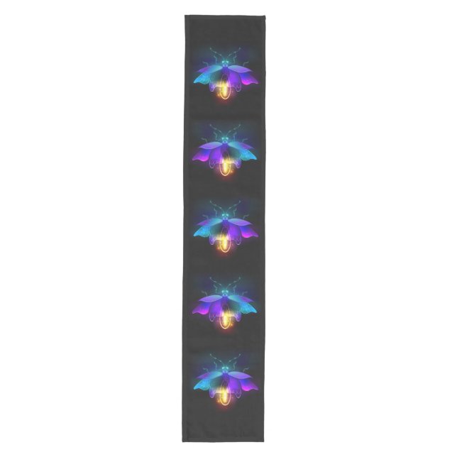 Neon Firefly on black Medium Table Runner (Front)