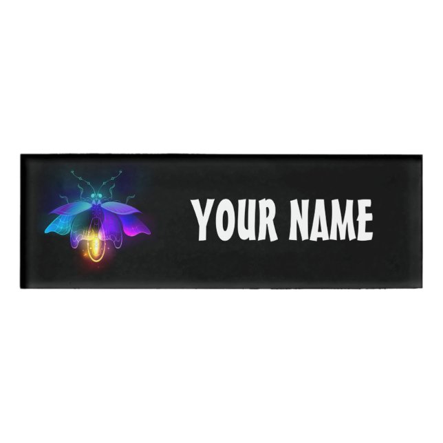 Neon Firefly on black Name Tag (Front)