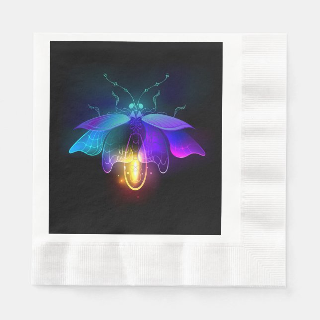 Neon Firefly on black Napkin (Front)