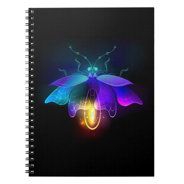 Neon Firefly on black Notebook (Front)