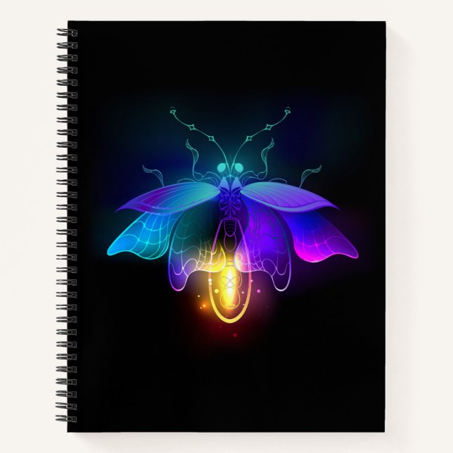 Neon Firefly on black Notebook (Front)