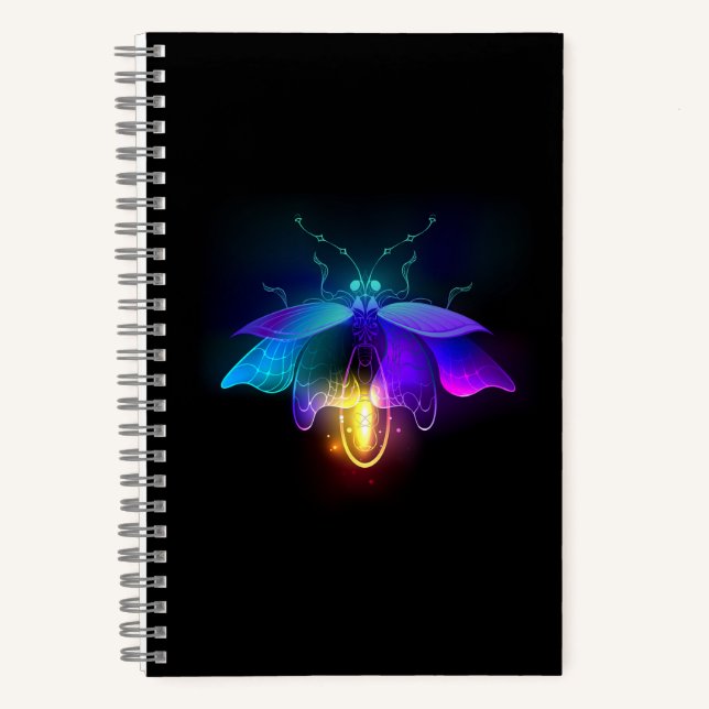 Neon Firefly on black Notebook (Front)