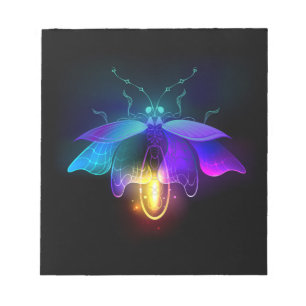 Neon Firefly on black Notepad