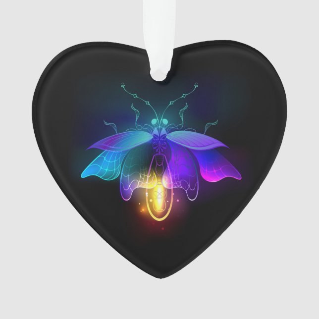 Neon Firefly on black Ornament (Front)