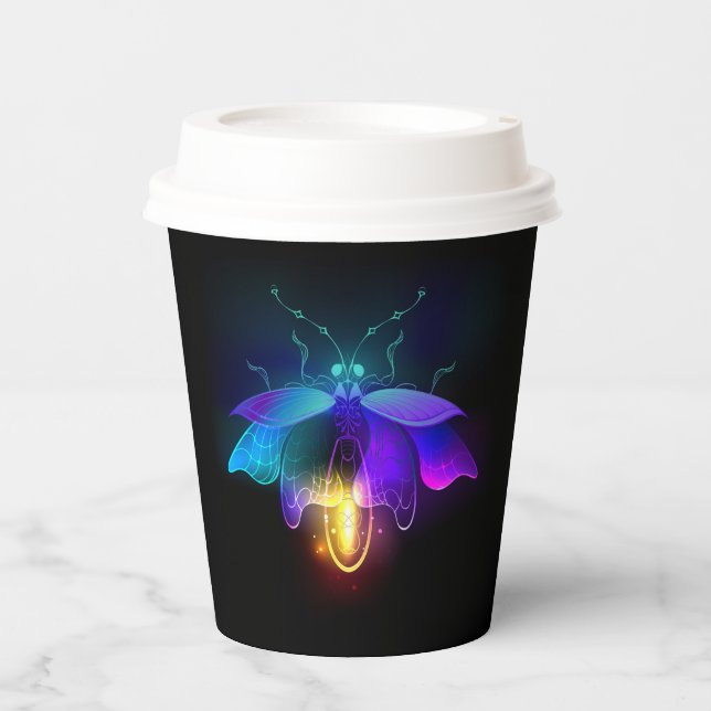 Neon Firefly on black Paper Cups (Front)