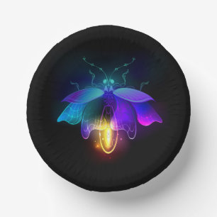 Neon Firefly on black Paper Plate