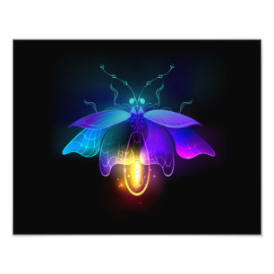 Neon Firefly on black Photo Print