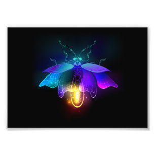 Neon Firefly on black Photo Print