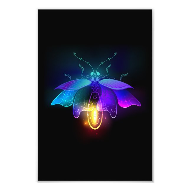 Neon Firefly on black Photo Print (Front)