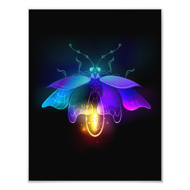 Neon Firefly on black Photo Print (Front)