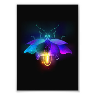 Neon Firefly on black Photo Print