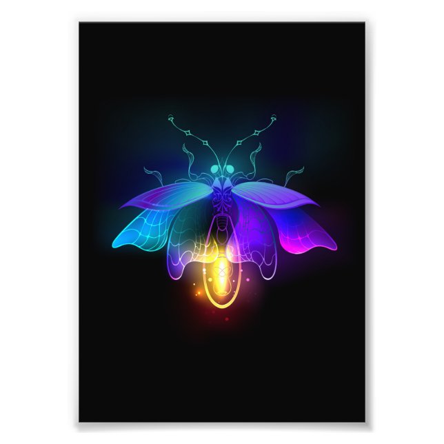 Neon Firefly on black Photo Print (Front)