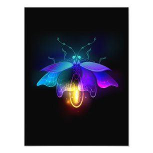 Neon Firefly on black Photo Print