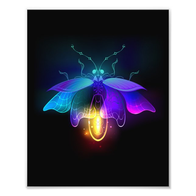 Neon Firefly on black Photo Print (Front)