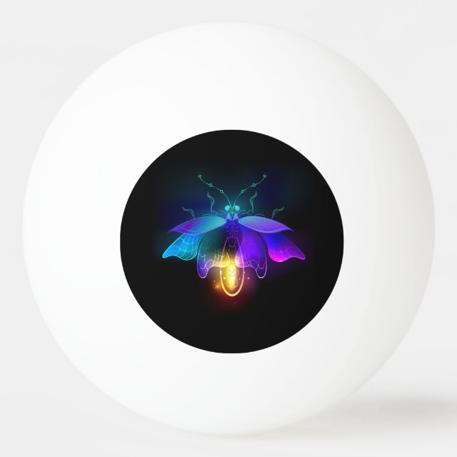 Neon Firefly on black Ping Pong Ball (Front)