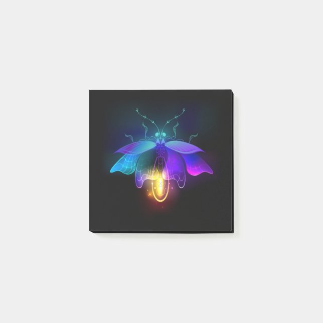 Neon Firefly on black Post-it Notes (Front)