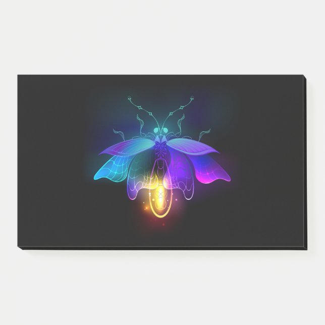 Neon Firefly on black Post-it Notes (Front)