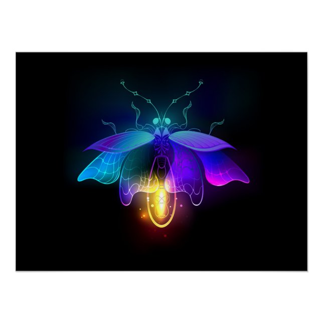 Neon Firefly on black Poster (Front)
