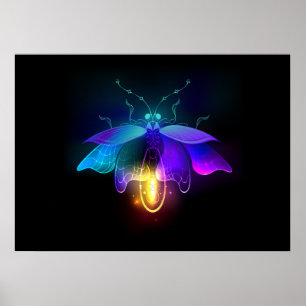 Neon Firefly on black Poster