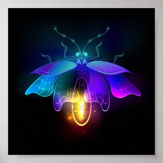 Neon Firefly on black Poster (Front)