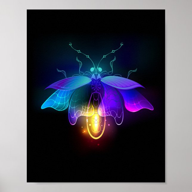 Neon Firefly on black Poster (Front)