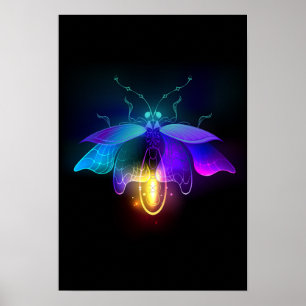 Neon Firefly on black Poster