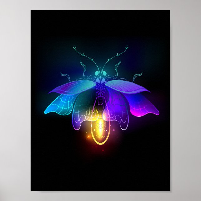 Neon Firefly on black Poster (Front)